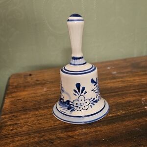 Blue and White Floral Ceramic Bell
